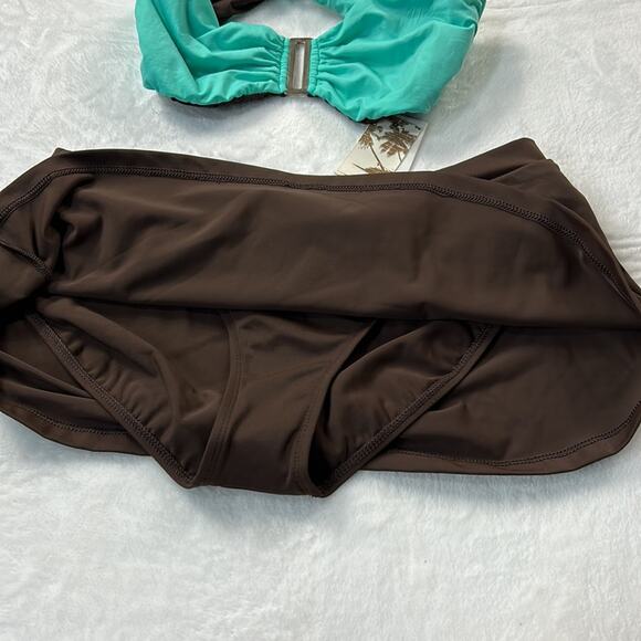 Leilani Two piece bikini set - Bermuda bra/cali in chocolate and mint, 8 NWT - Picture 3 of 14